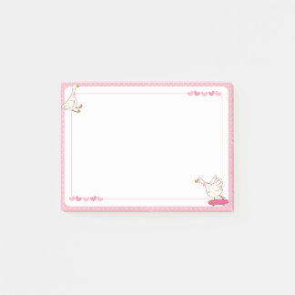 Notas Post-it® Cute Pink Skateboard Goose Heart Polka Dot 