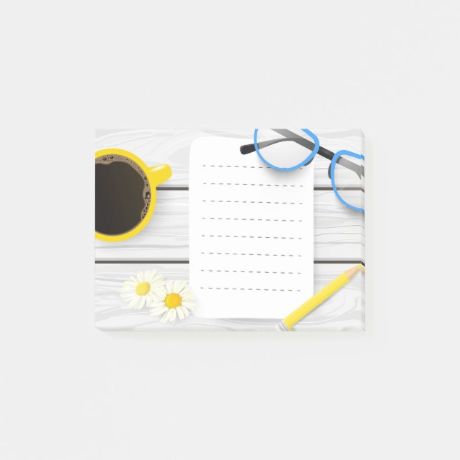 Notas Post-it® Cute Post-it® Notes con café y flores (Anverso)