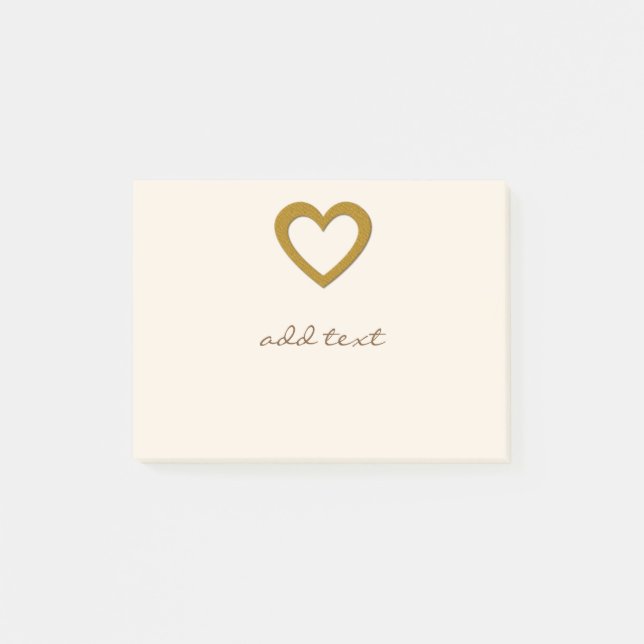 Notas Post-it® Cute Post It With Love Gold Heart (Anverso)