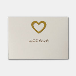 Notas Post-it® Cute Post It With Love Gold Heart
