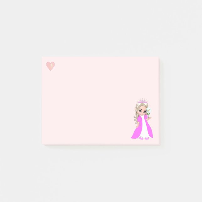 Notas Post-it® Cute princesita sobre rosa claro (Anverso)