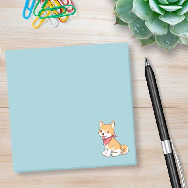 Notas Post-it® Cute Puppy Dog Shiba Inu on Blue (Subido por el creador)