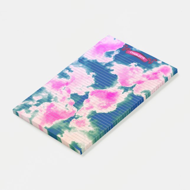 Notas Post-it® Cute Purple Clouds Lined Post It Notes (En perspectiva)
