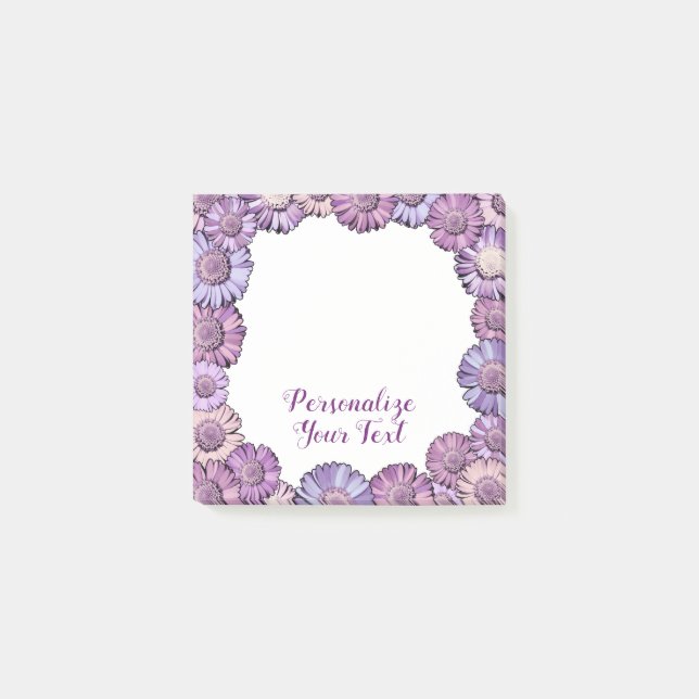 Notas Post-it® Cute Purple Floral Border Pastel Boho Personalizad (Anverso)