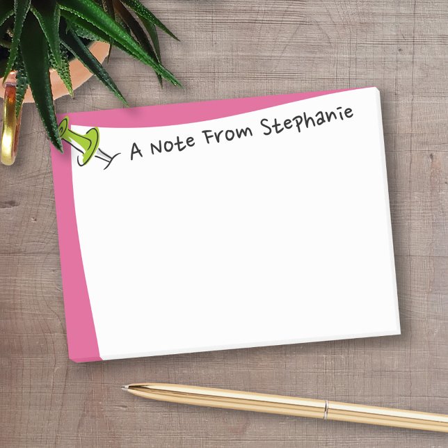 Notas Post-it® Cute Push Pin desde el escritorio de nombre person (Personalized Post-It Notes - add name or other text)