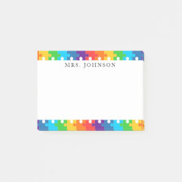 Notas Post-it® Cute Rainbow Jigsaw Puzzle Pieces Teachers Nombre