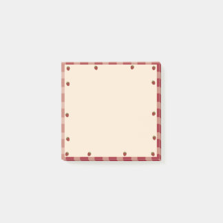 Notas Post-it® Cute rojo y blanco Gingham Strawberry tema