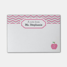 Notas Post-it® Cute rosa Chevron Apple Monogramed Teacher Note