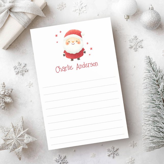 Notas Post-it® Cute Santa Claus añada Navidades con nombres aline (Cute Santa Claus add name lined Christmas Post-it Notes)