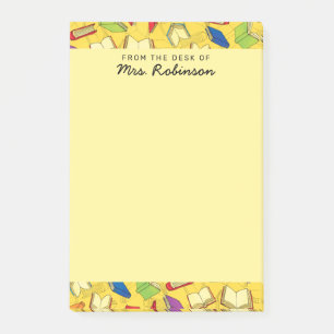 Notas Post-it® Cute School Books Teacher Desk Amarillo 4 x 6