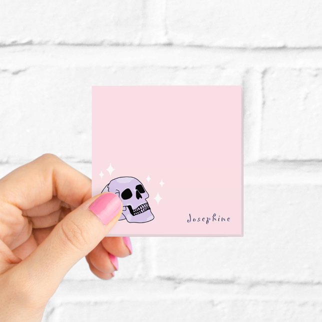 Notas Post-it® Cute Skull Witchen rosa y morado (Subido por el creador)