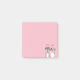 Notas Post-it® Cute Valentine Great Dane Dogs Rojo Rosa