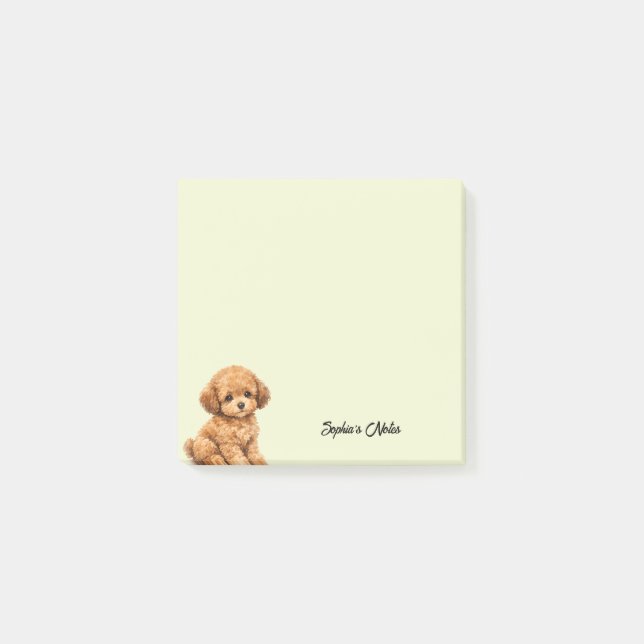 Notas Post-it® Cute Watercolor Poodle Trendy Custom (Anverso)