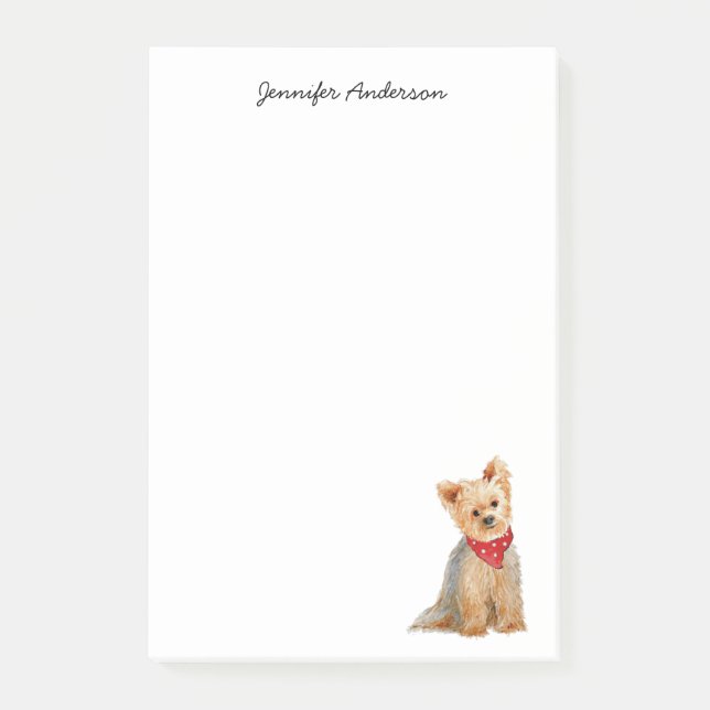 Notas Post-it® Cute Yorkie acuarcolor personalizado (Anverso)