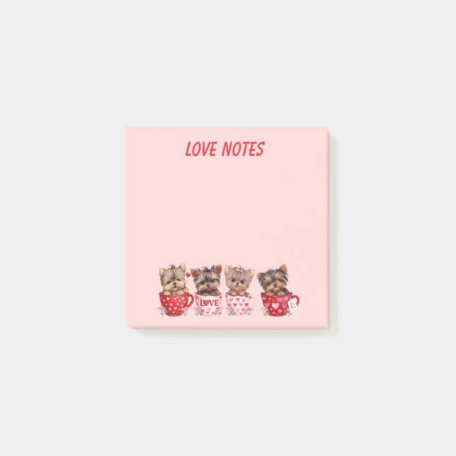 Notas Post-it® Cute Yorkie Teacup Valentine’s Day Notes (Anverso)