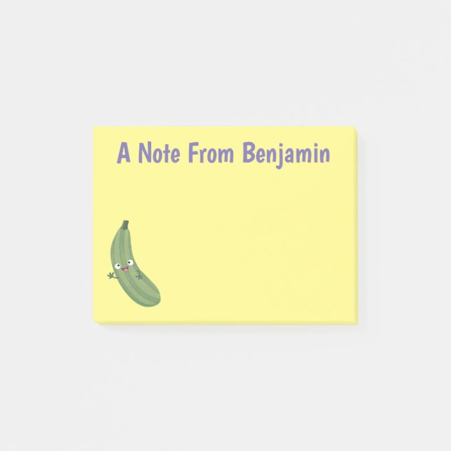 Notas Post-it® Cute zucchini feliz personalizado ilustracion (Anverso)
