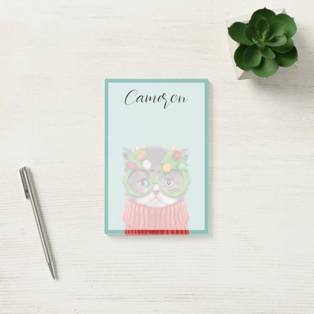 Notas Post-it® Cutest Baby Animals | Cat Christmas Sweater (Oficina)
