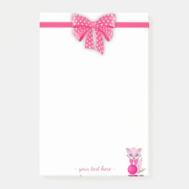 Notas Post-it® Cutie Pink Kitten Personalizado (Anverso)
