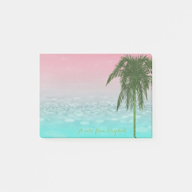 Notas Post-it® Cuto estilo BokehTropical, Palm Tree,Personalizado (Anverso)