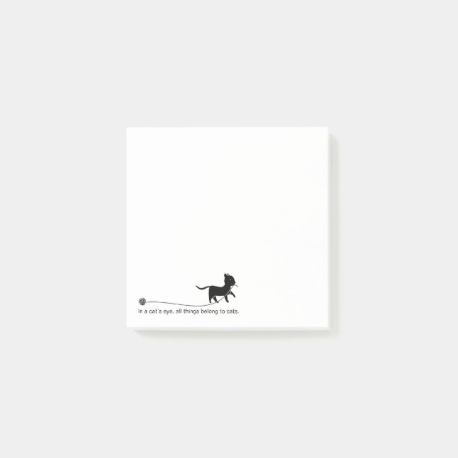Notas Post-it® Cuto gato negro, yarn y curiosa cita (Anverso)