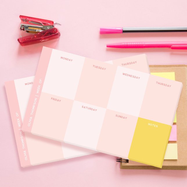 Notas Post-it® Cuto Nombre Escuela Amarilla Rosa Planner Semanal (Subido por el creador)