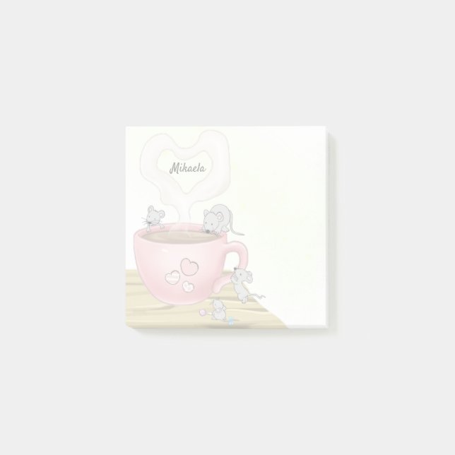 Notas Post-it® Cuto ratón acuarela Personalizado amarillo (Anverso)