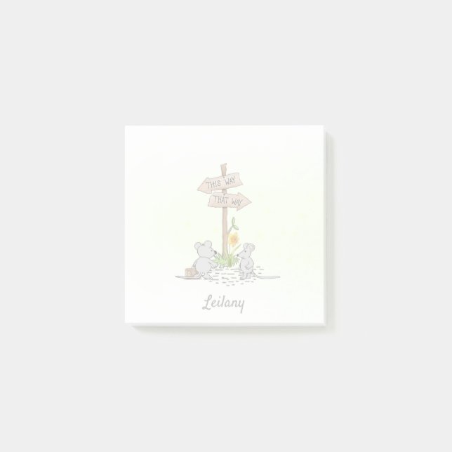 Notas Post-it® Cuto ratón acuarela Personalizado amarillo (Anverso)