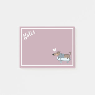Notas Post-it® Dachshund en Skateboard Post-It Notes
