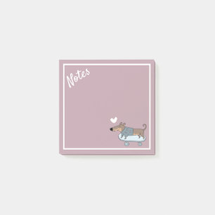 Notas Post-it® Dachshund en Skateboard Post-It Notes