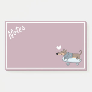 Notas Post-it® Dachshund en Skateboard Post-It Notes