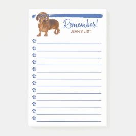 Notas Post-it® Dachshund Little Dog Recuerda Hacer La Lista