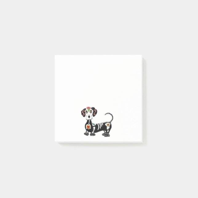 Notas Post-it® Dachshund Sugar Skull (Anverso)