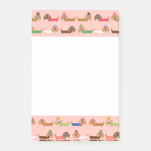 Notas Post-it® Dachshunds en rosa (Anverso)