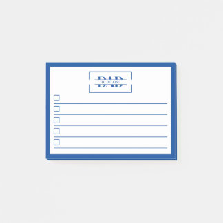 Notas Post-it® Dad Modern Blue Monogram 4" x 3" To Do List