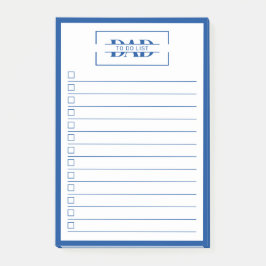 Notas Post-it® Dad Modern Blue Monogram 4" x 6" To Do List