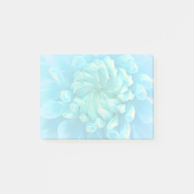 Notas Post-it® Dahlia azul turquesa flor en acuarela (Anverso)