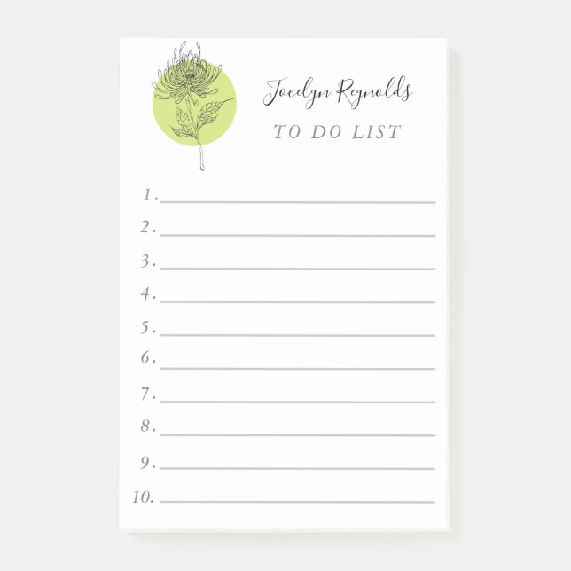 Notas Post-it® Dahlia Sencilla Elegante Botánica Para Hacer (Anverso)