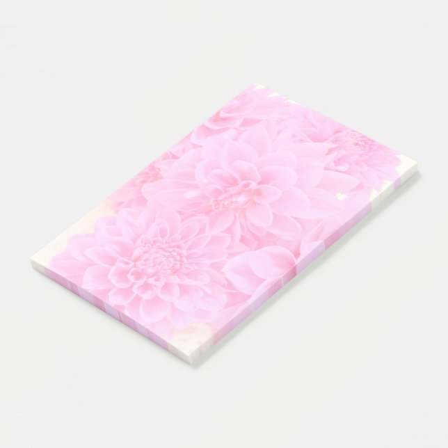 Notas Post-it® Dahlias En Rosa Suave (En perspectiva)