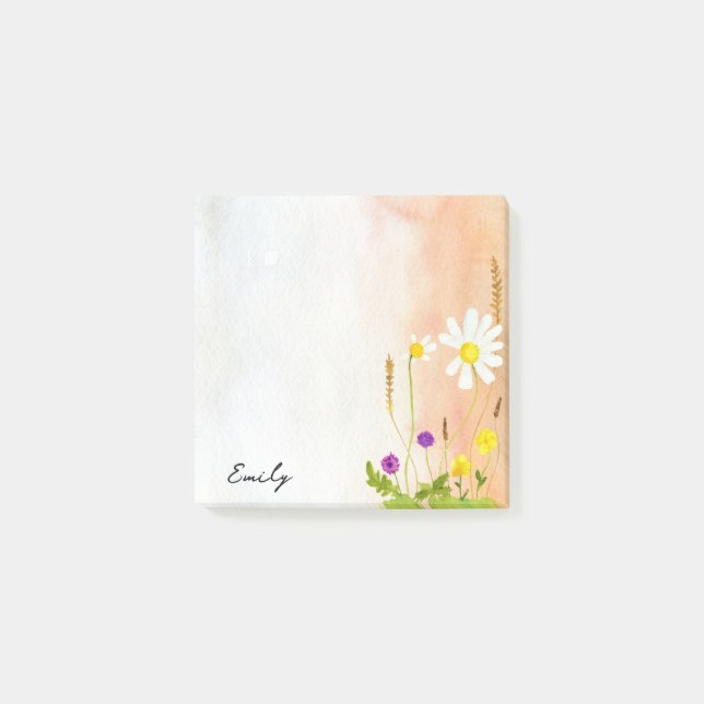 Notas Post-it® Daisidades de acuarela con nombre personalizado (Anverso)