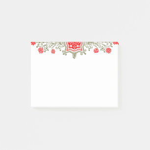 Notas Post-it® Daisies y Escudo pegajosas de arte floral Red Gold
