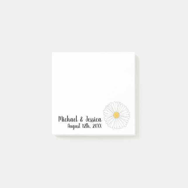 Notas Post-it® Daisy Flower Floral Bridal Shower Favor de matrimo (Anverso)