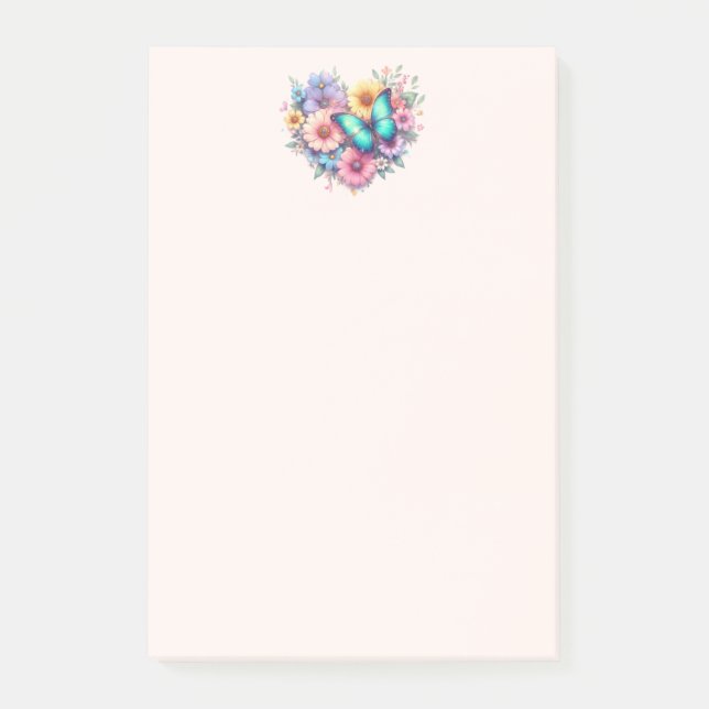 Notas Post-it® Daisy Flowers with a Beautiful Butterfly (Anverso)
