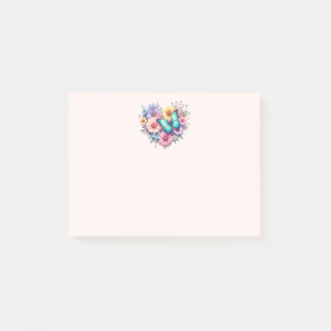 Notas Post-it® Daisy Flowers with a Beautiful Butterfly (Anverso)