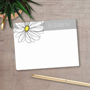 Notas Post-it® Daisy moderno con gris y amarillo