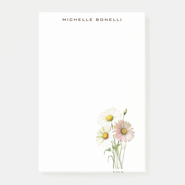 Notas Post-it® Daisy Watercolor Flower Profesional Moderno (Anverso)
