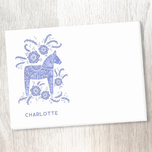Notas Post-it® Dala Escandinava Azul de Caballo Personalizado