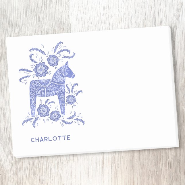 Notas Post-it® Dala Escandinava Azul de Caballo Personalizado (Subido por el creador)