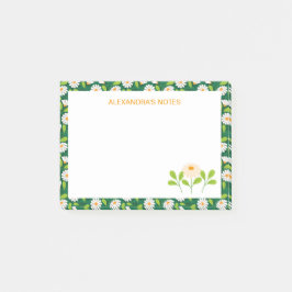Notas Post-it® Dalias de primavera verdes y blancas personalizada