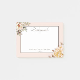 Notas Post-it® Dama de honor floral rosa marfil champán
