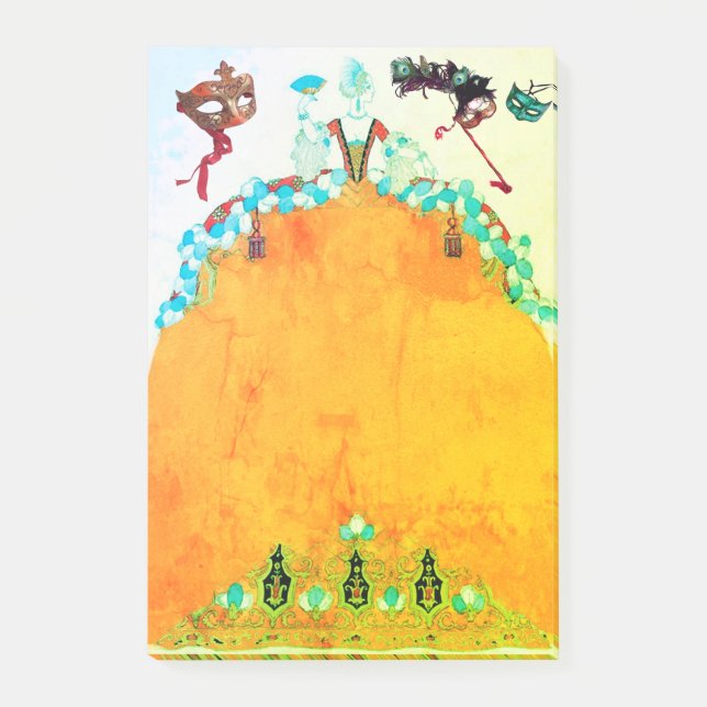 Notas Post-it® DAMA EN Ball Máscara de Masquerade Mardi Gras AMAR (Anverso)